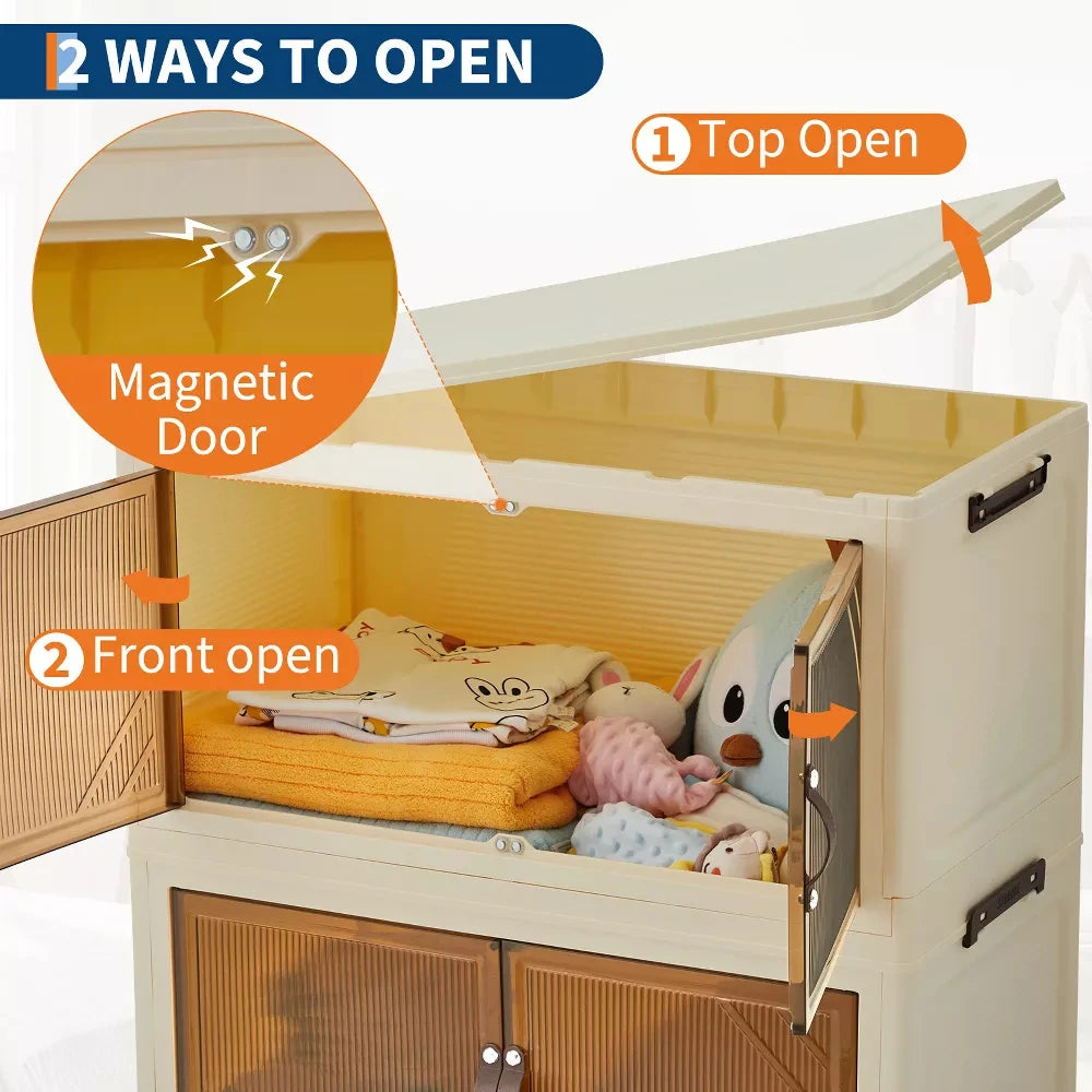 HiMISS Foldable Storage Cabinet With Lids And Wheels