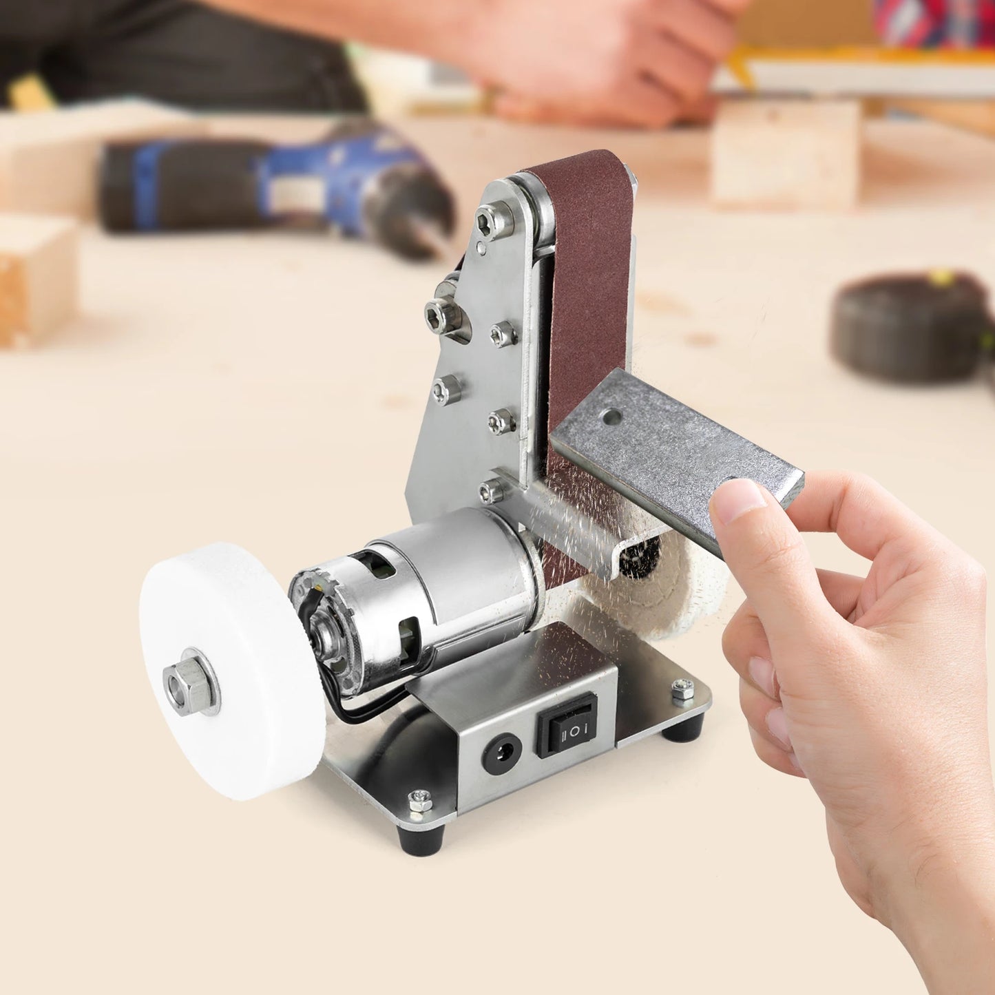 Mini Belt Sander, 7-Speed, 4000-9000 RPM, Stainless Steel Copper Motor