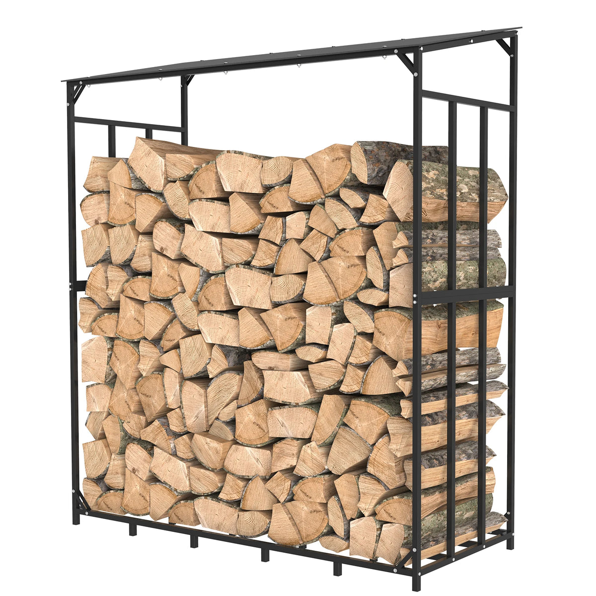 Heavy Duty Metal Firewood Rack with Protective Top Cover