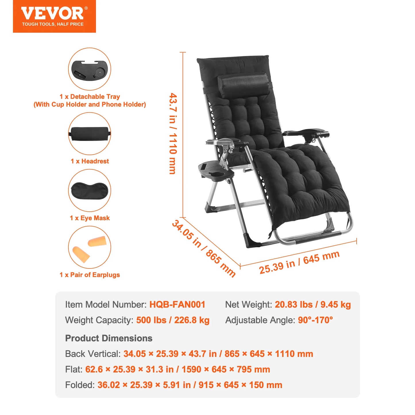 SucceBuy Zero Gravity Chair Lounge Recliner With Cupholder And Footrest
