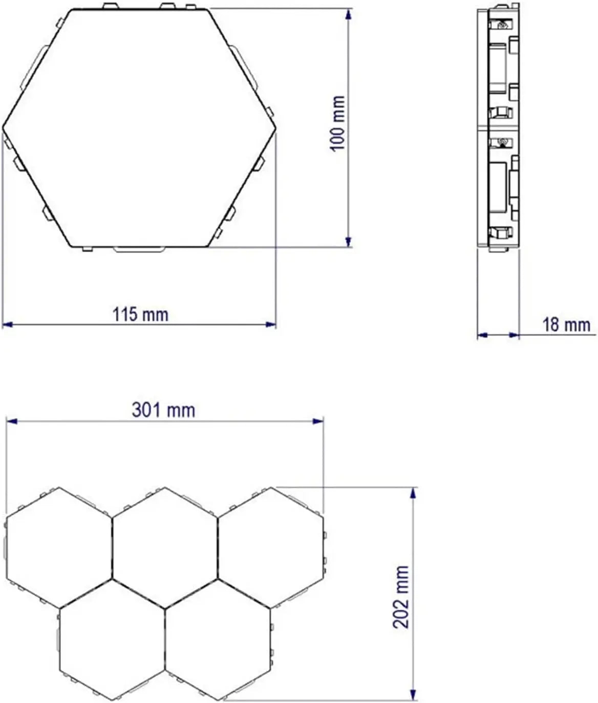 Hexagonal Touch LED Wall Lamp Splicable for Smart Home 110V