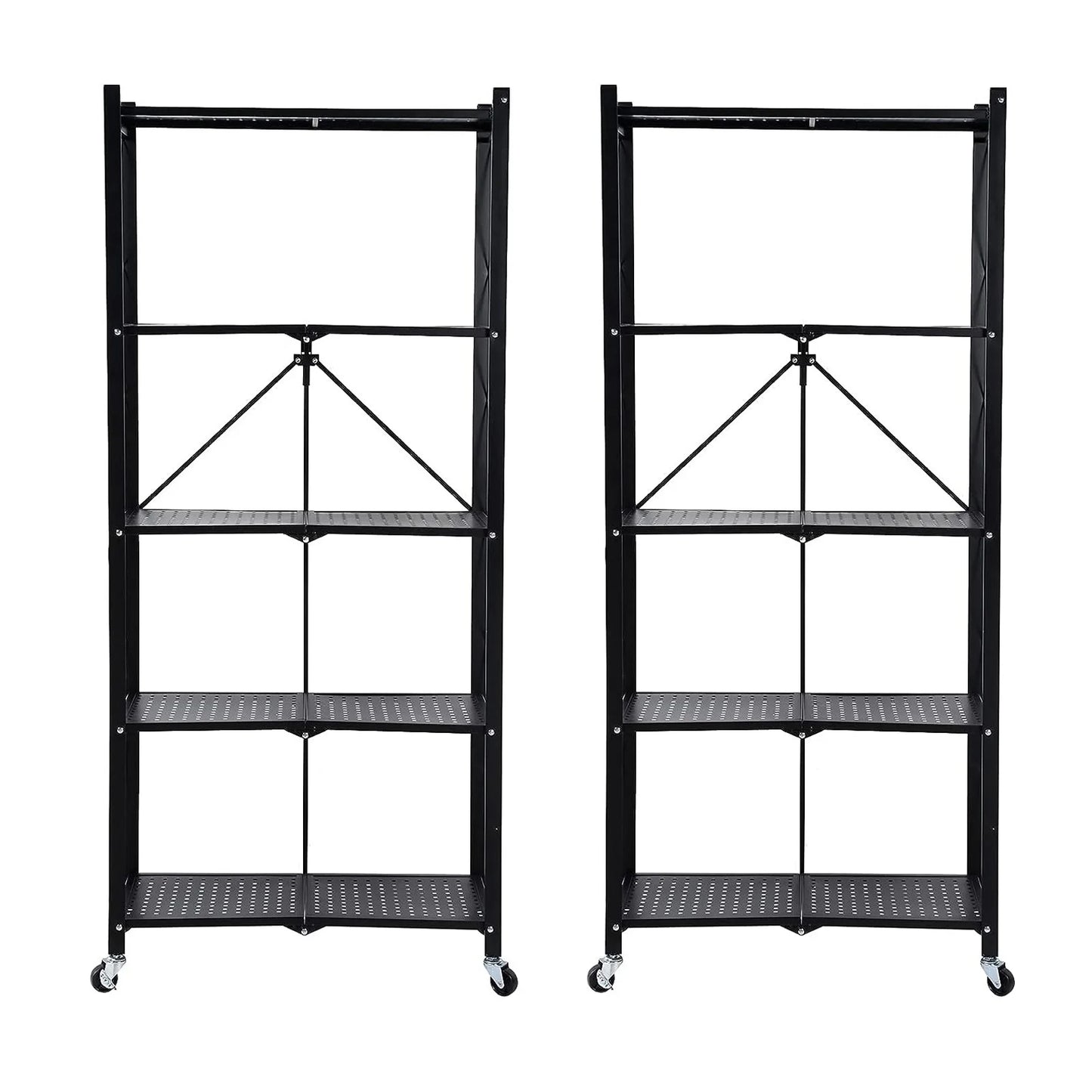 Five Tier Metal Storage Shelving Unit With Wheels Heavy Duty