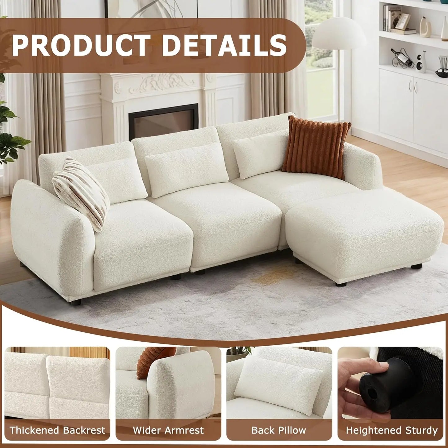 L Shaped Modular Sectional Couch With Removable Ottoman