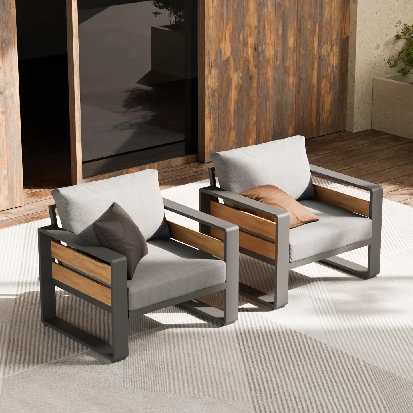 ZANDOR Aluminum Outdoor Patio Conversation Set 5 Piece Coffee Table