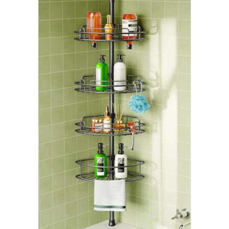 Corner Shower Caddy Tension Pole Organizer Bathroom Storage
