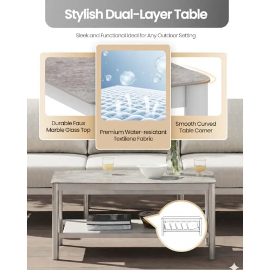 Aluminum Patio Furniture Set for Backyard and Garden