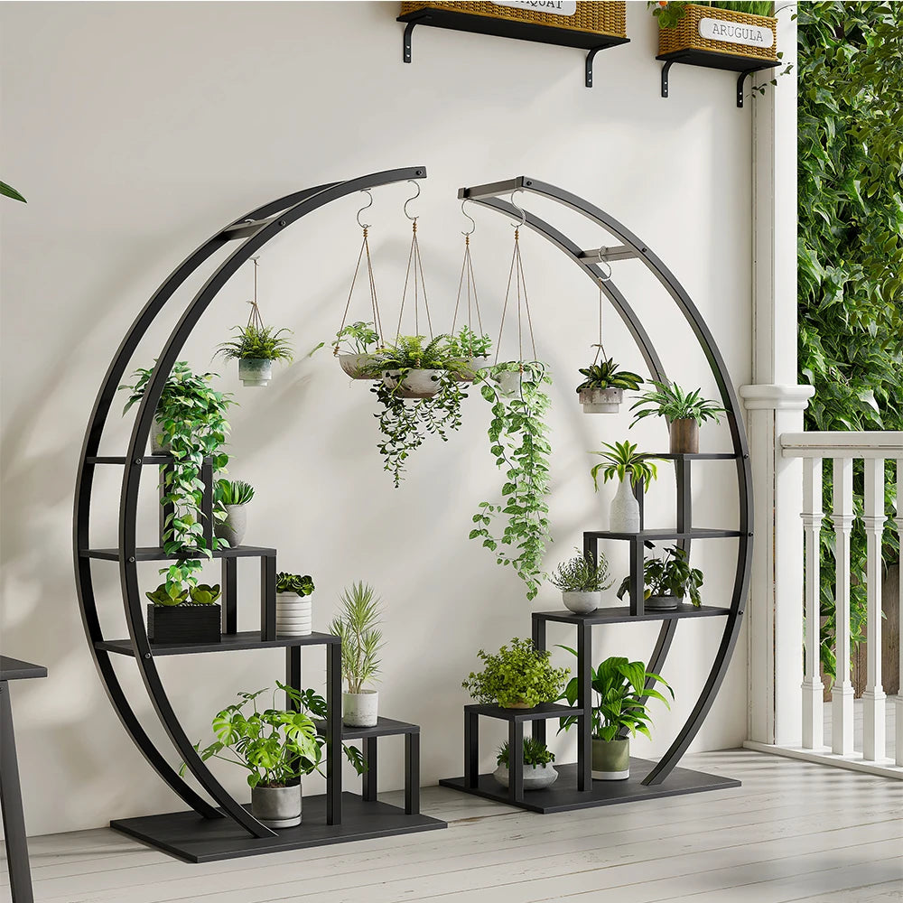 HiMISS 5 Tier Metal Plant Stand With Half Moon Design