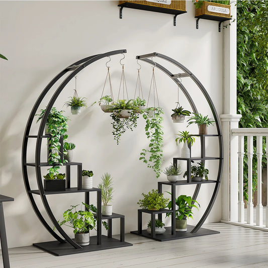 HiMISS 5 Tier Metal Plant Stand With Half Moon Design