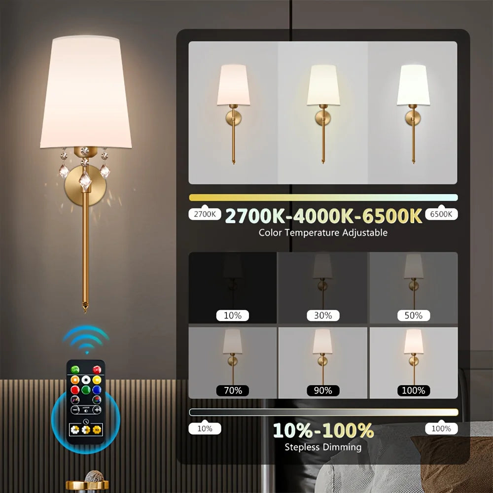 Battery Operated Wall Sconce Set of 2 With Remote