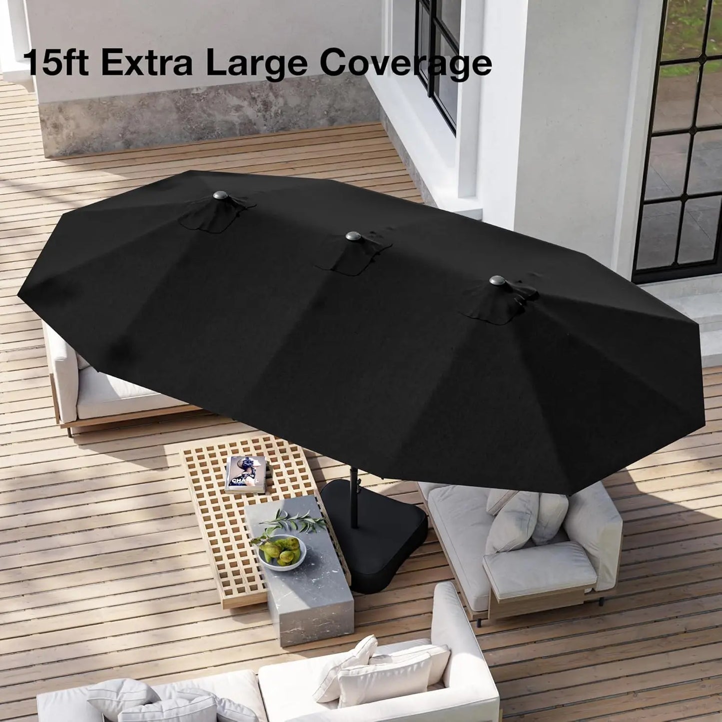 Outdoor Double Sided Rectangle Patio Umbrella with Crank Handle