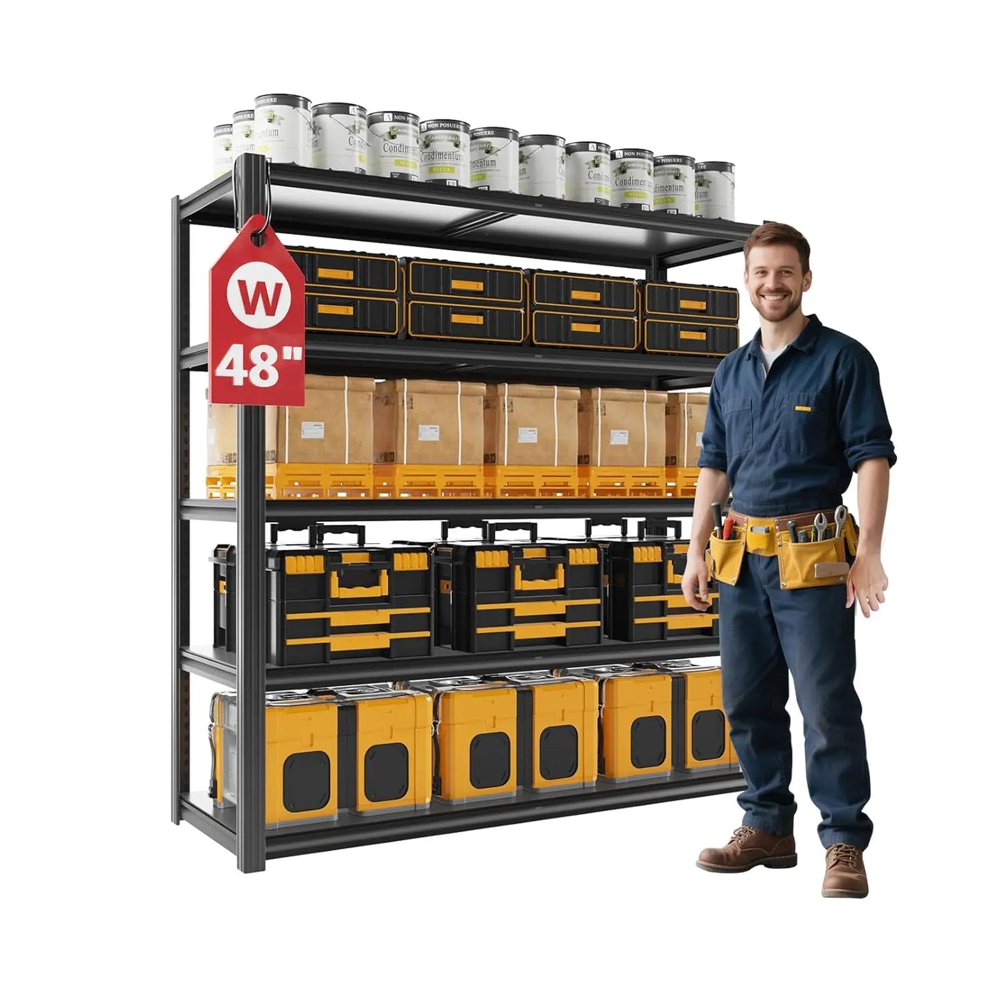 Heavy Duty Garage Shelving Five Tier Adjustable Metal Units