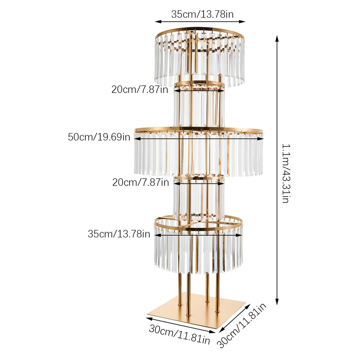 Five-Tier Gold Acrylic Wedding Flower Stand Floor Centerpiece