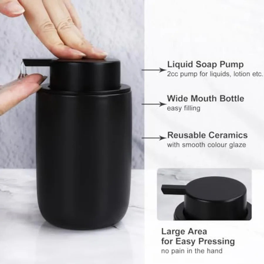 Ceramic Bathroom Vanity Accessories Set Soap Dispenser Toothbrush Holder