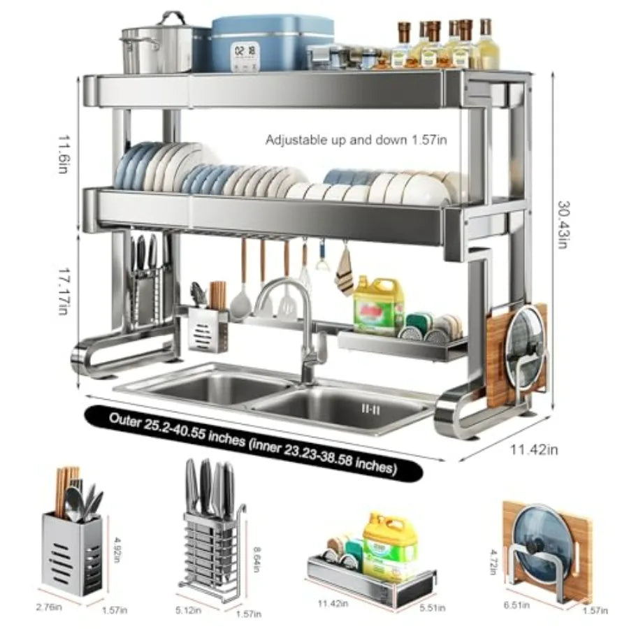 Stainless Steel Over Sink Dish Rack 3 Tier Expandable