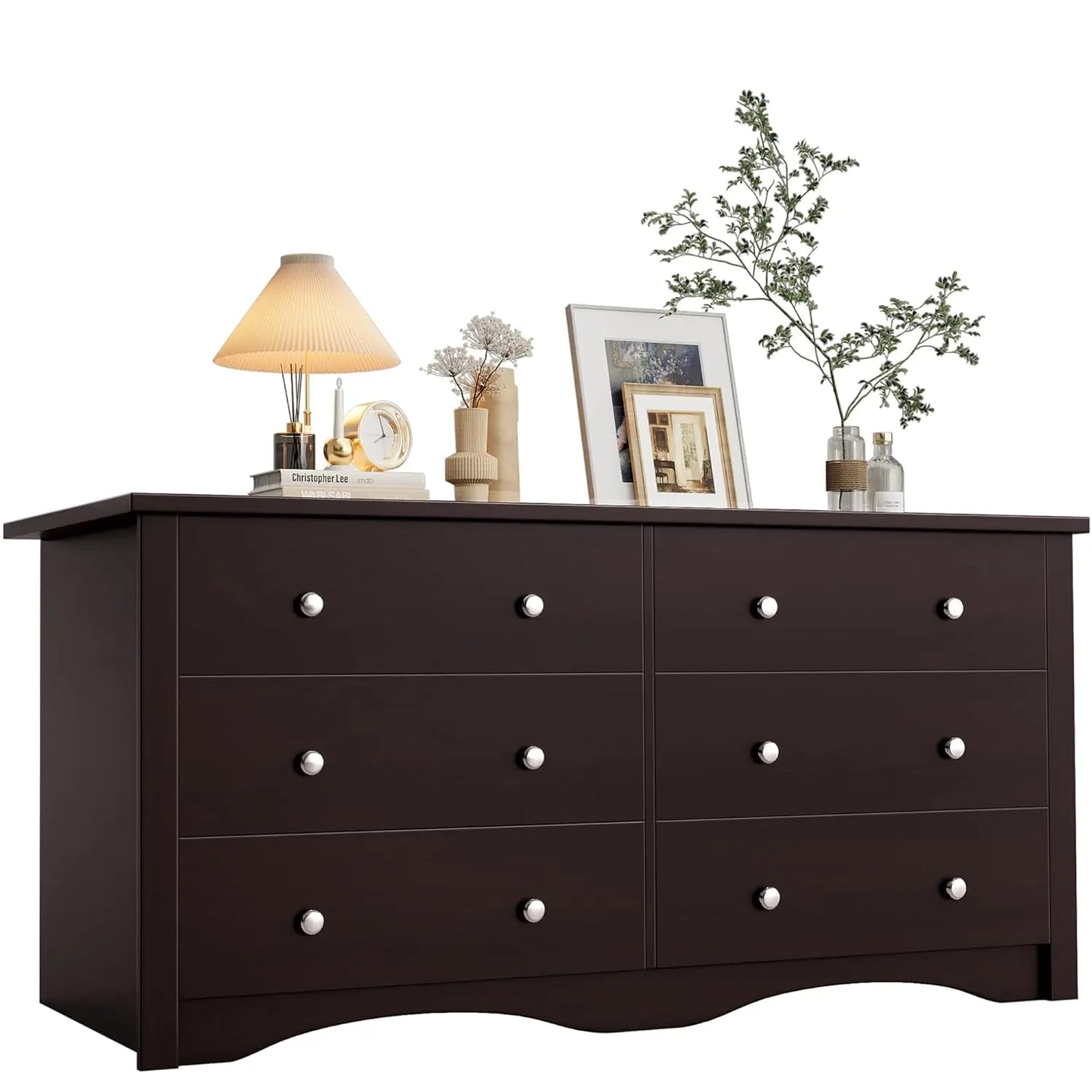 Six-Drawer Wood Dresser For Bedroom