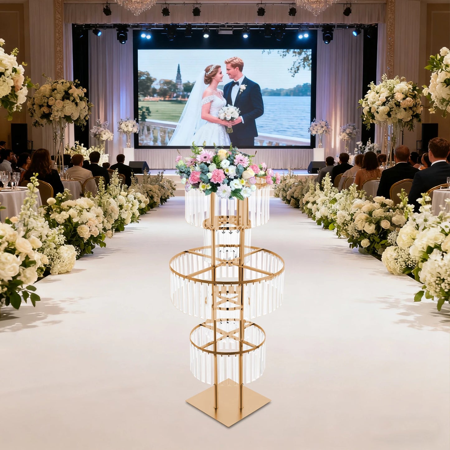 Five Tier Round Flower Stand Wedding Centerpieces