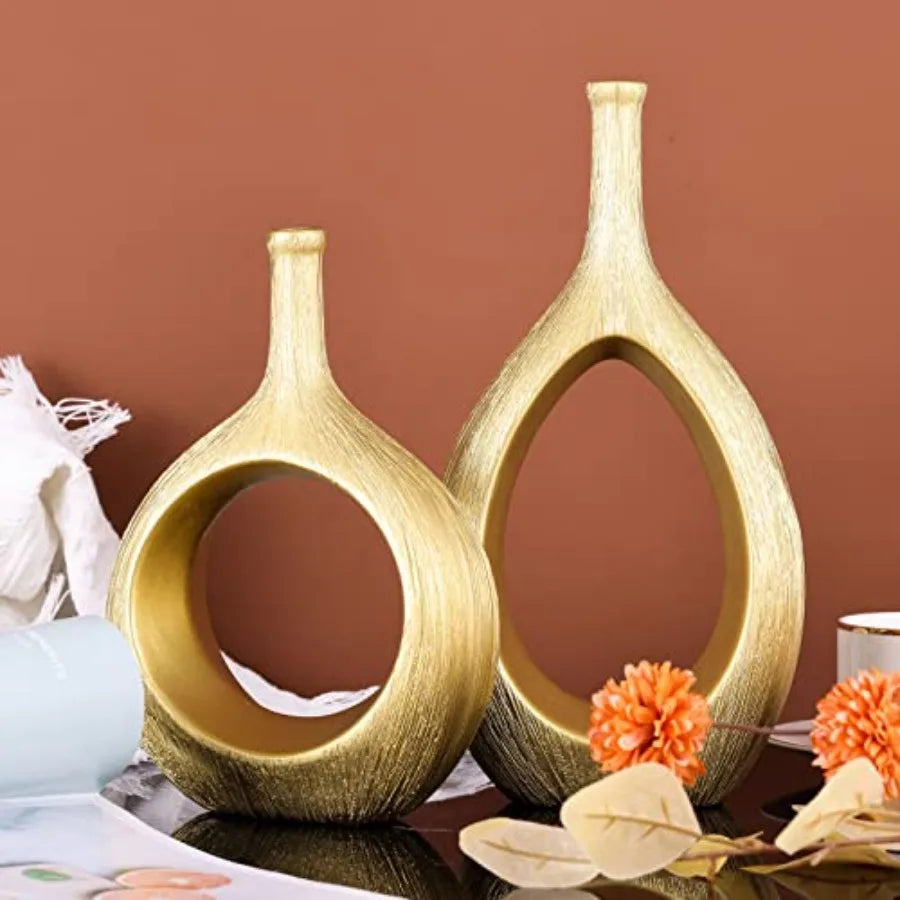 Ceramic Vase Set Modern Hollow Circle Vases Home Decor