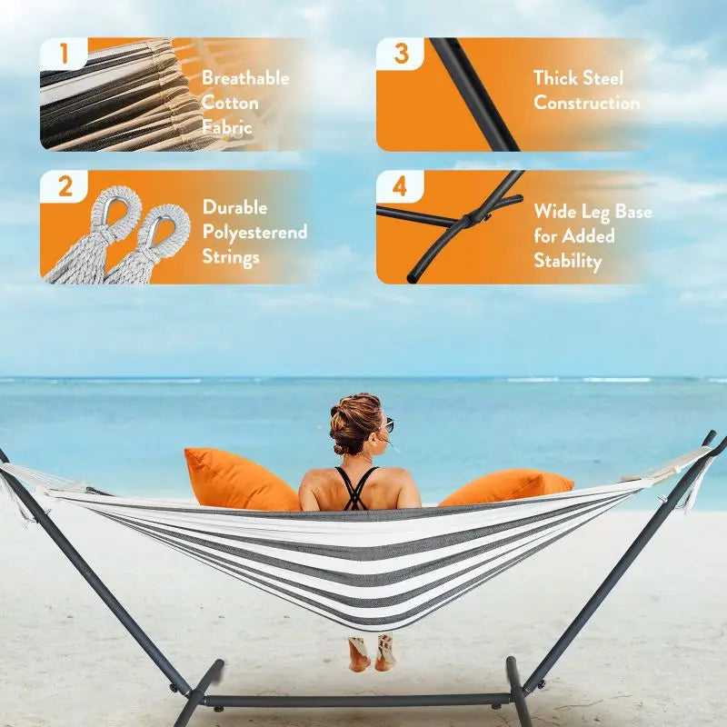 GYROOR Adjustable Stand Hammock With Storage Bag 600 LB Capacity