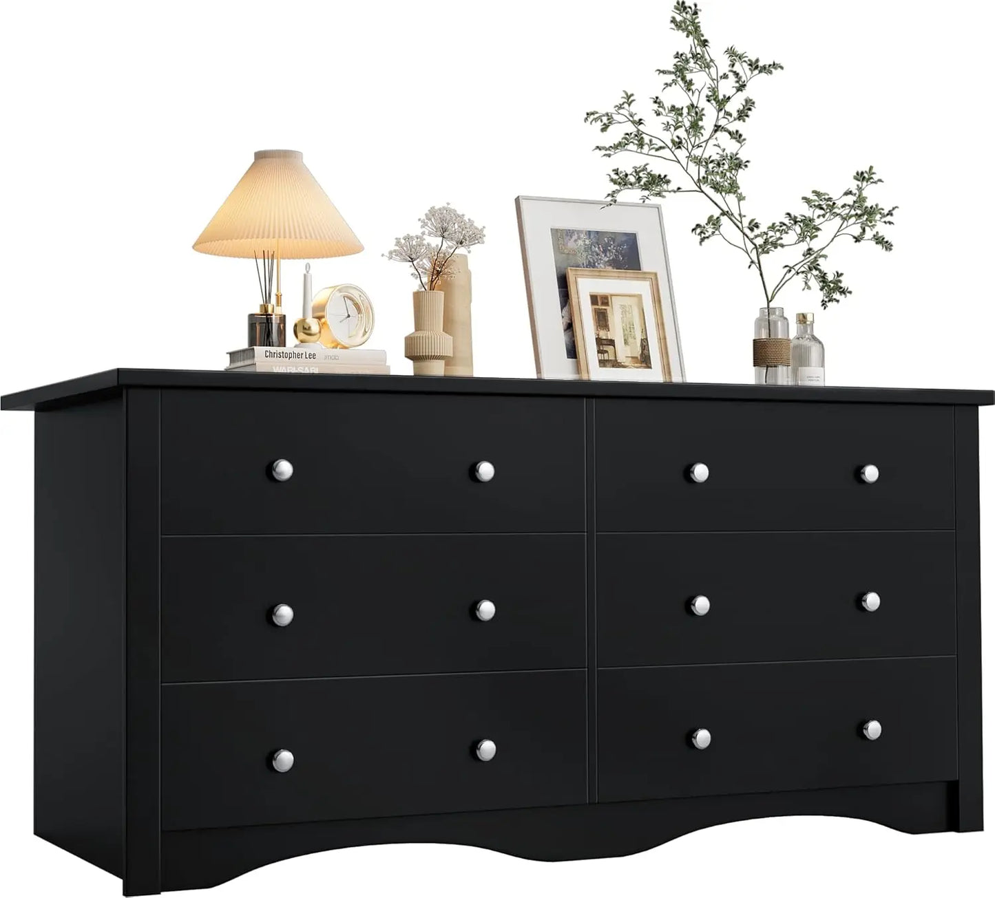 Six-Drawer Wood Dresser For Bedroom