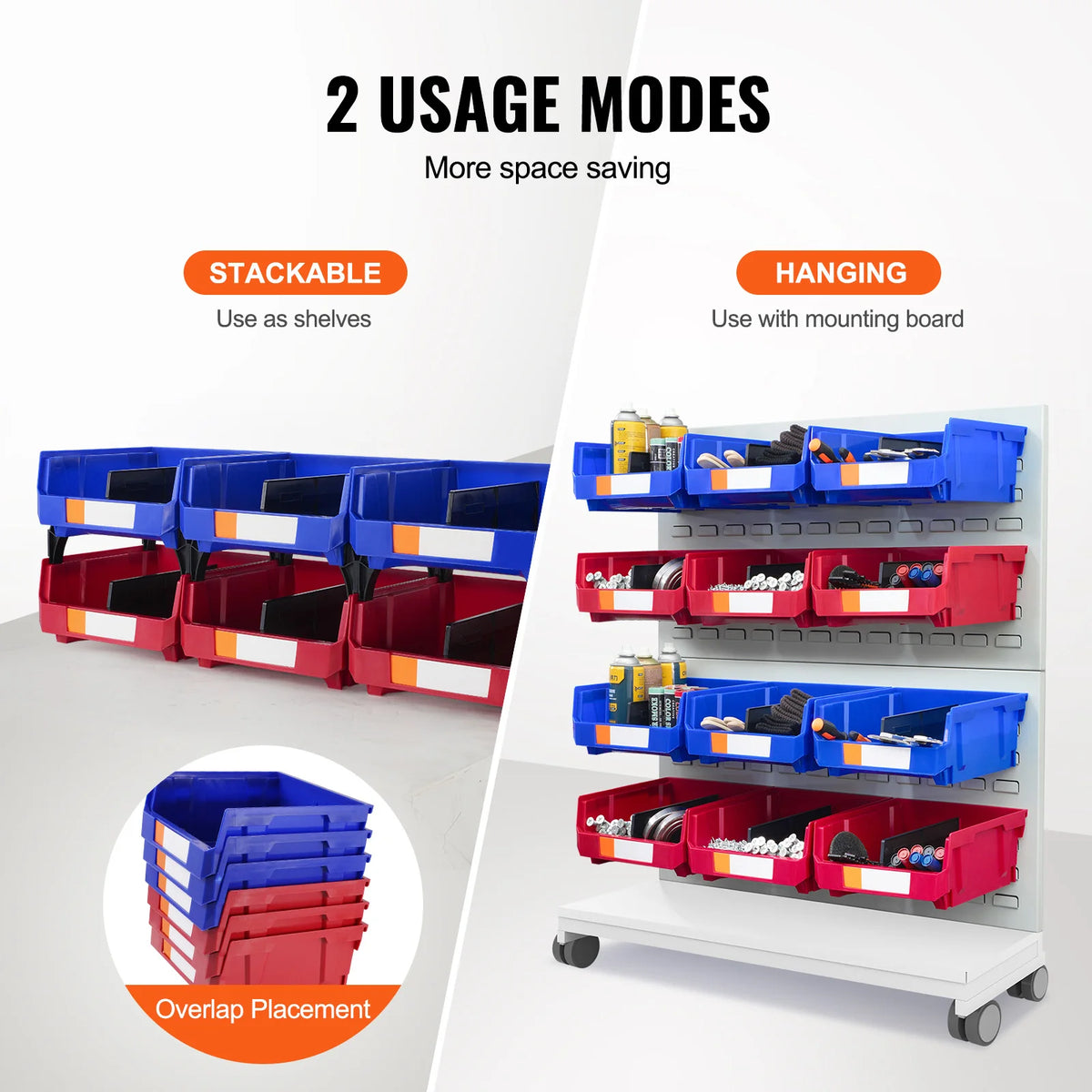 SucceBuy Stackable Wall Mounted Garage Storage Organizer Bins