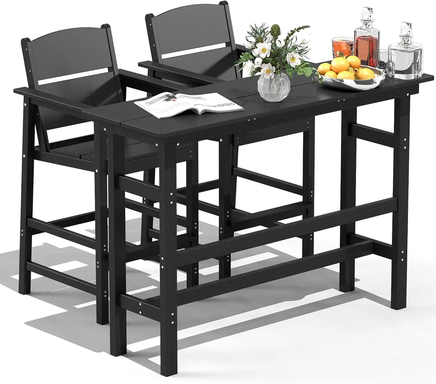 FOOWIN All Weather Outdoor Bar Height Table And Chairs Set