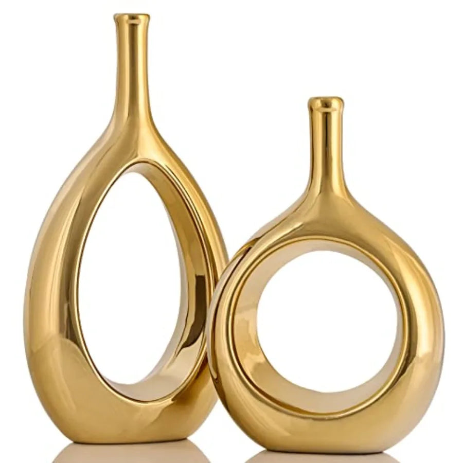 Ceramic Vase Set Modern Hollow Circle Vases Home Decor