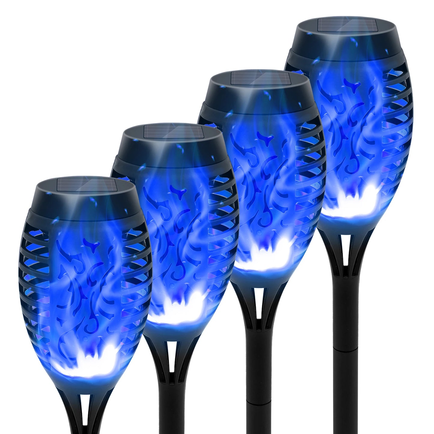 Solar Flame Torch Lights LED Flicker for Outdoor Lawn Pathway