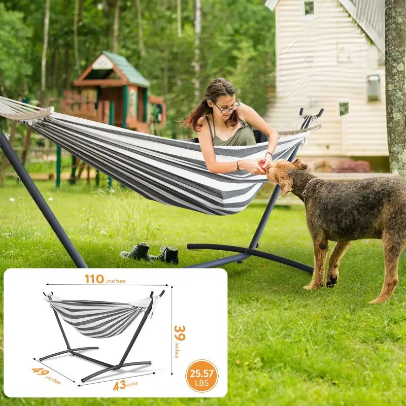 GYROOR Adjustable Stand Hammock With Storage Bag 600 LB Capacity