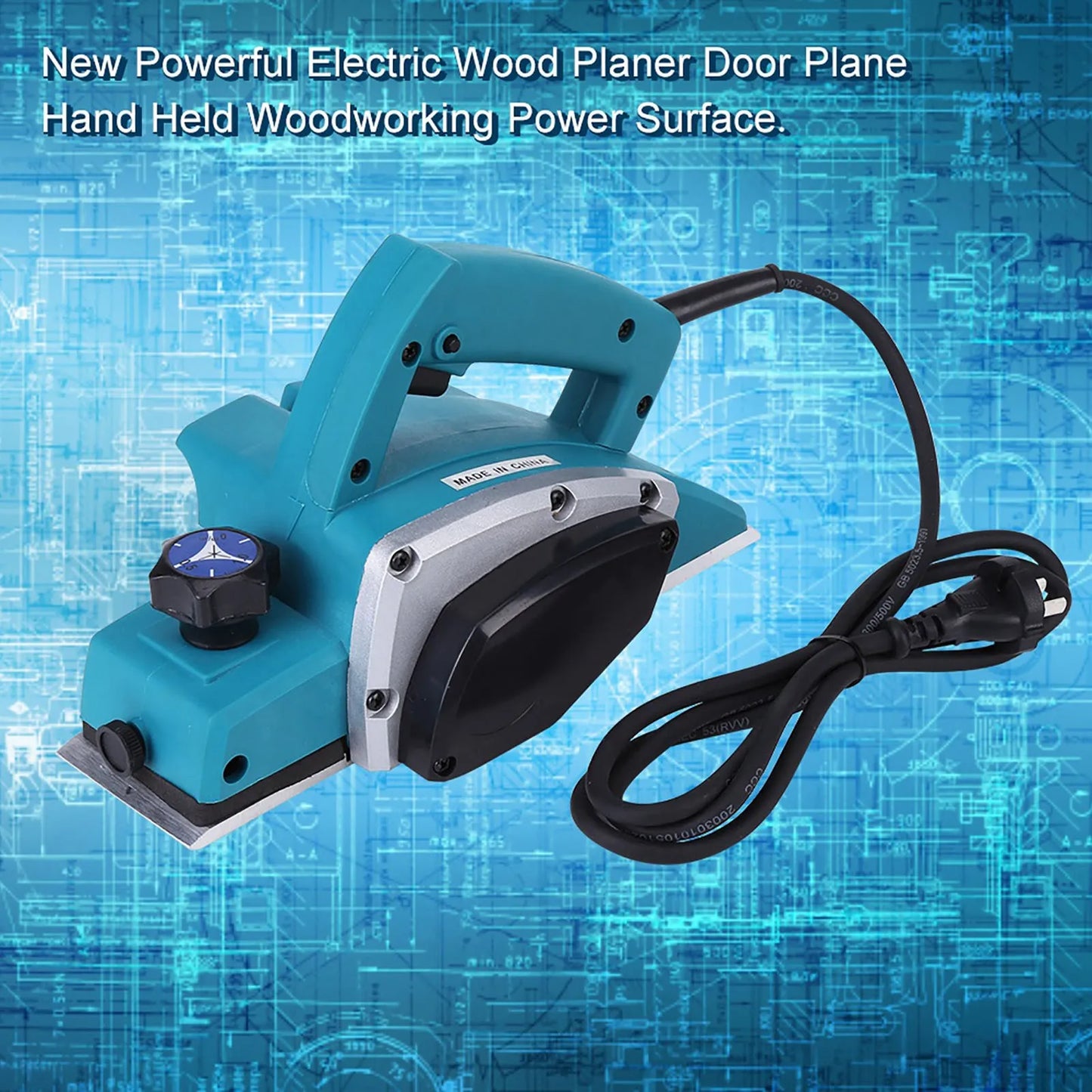 800W Portable Electric Wood Planer Handheld 16000RPM High Speed