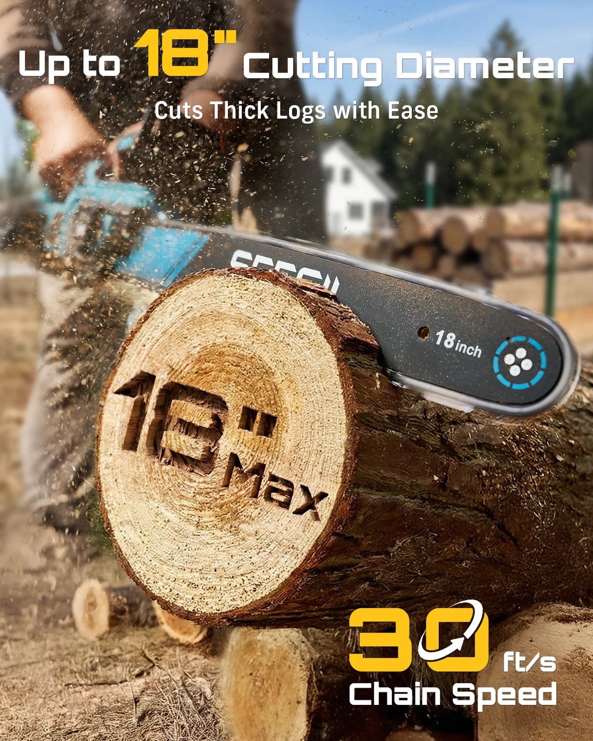 SEESII Brushless Cordless Chainsaw With Automatic Oiler For Wood Cutting