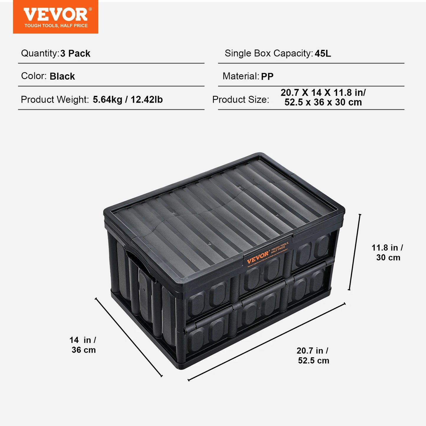 NONECN Collapsible Storage Bins Set Of 3 With Lids
