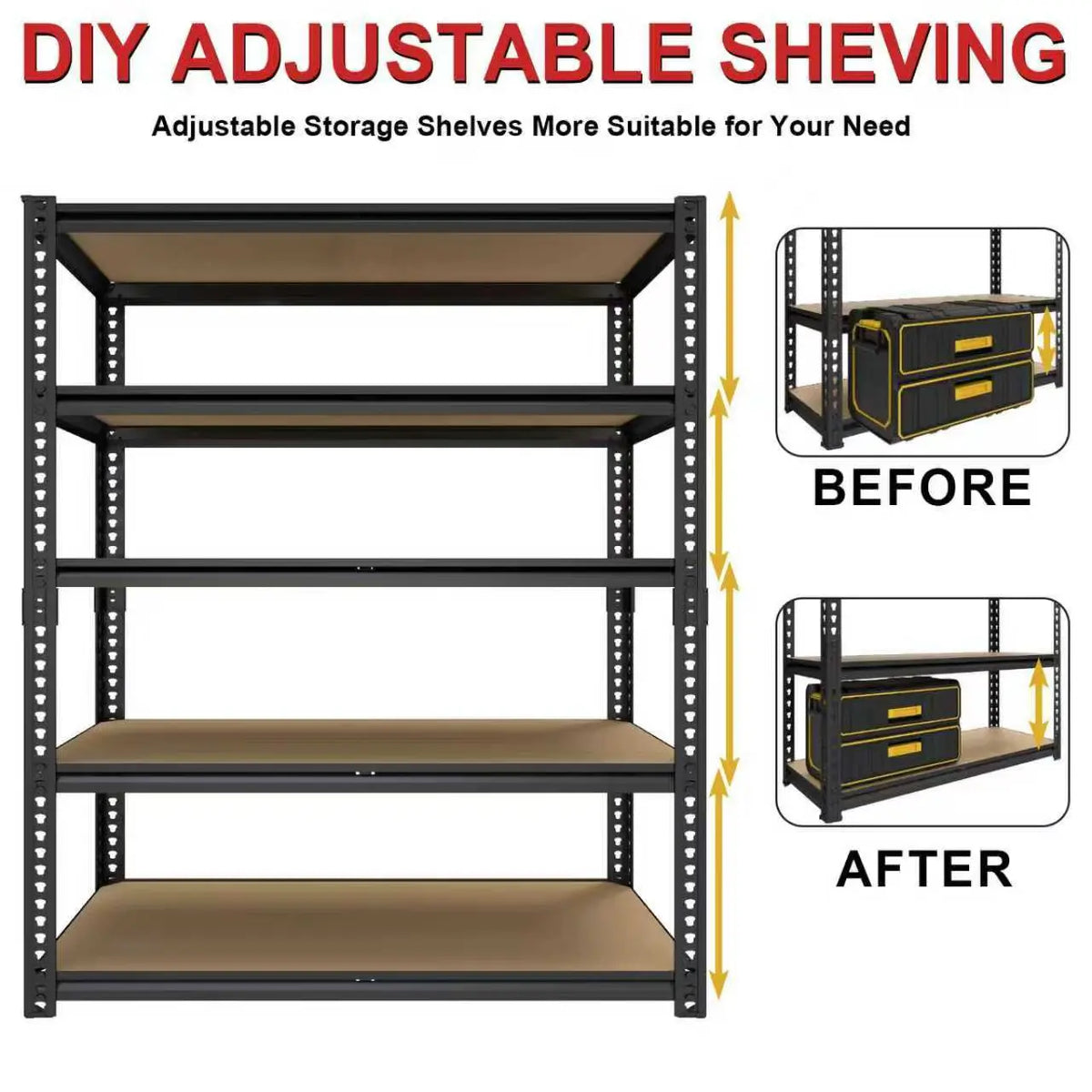 SARENZOON Heavy Duty Metal Garage Storage Shelving Rack System