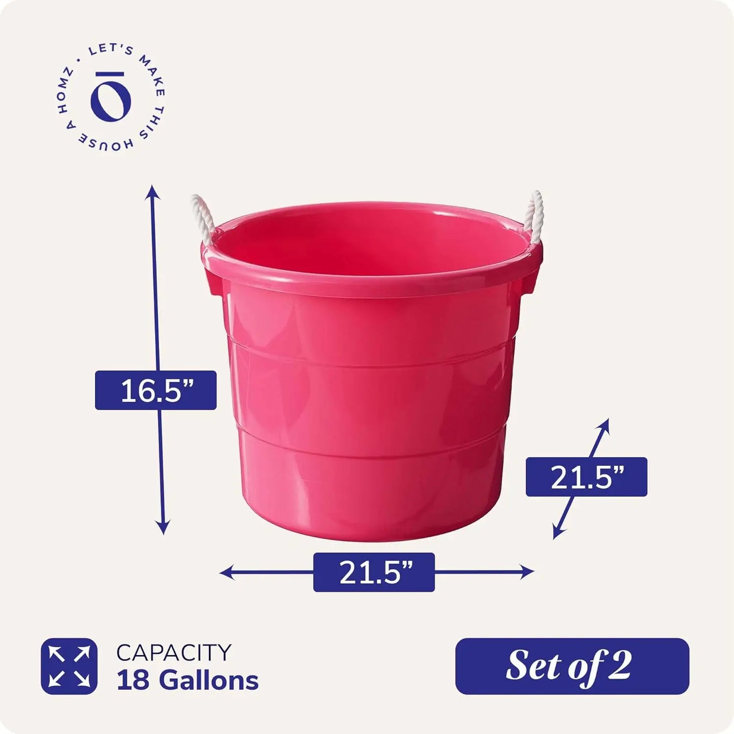 XMSJ Plastic Utility Tub Two Pack With Rope Handles