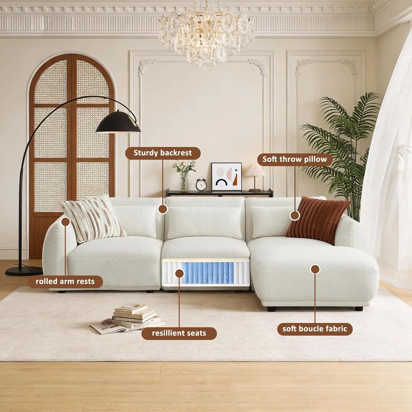 L Shaped Modular Sectional Couch With Removable Ottoman
