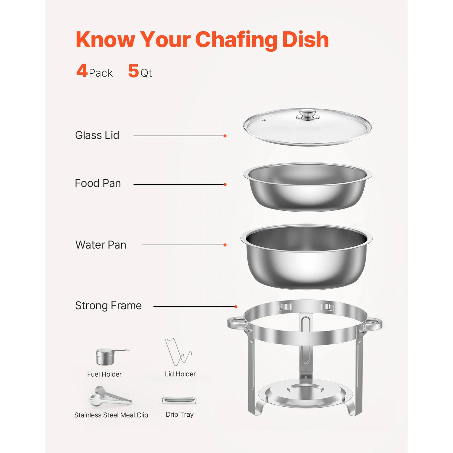 SucceBuy Stainless Steel Chafing Dish Buffet Set With 4 Full Pans