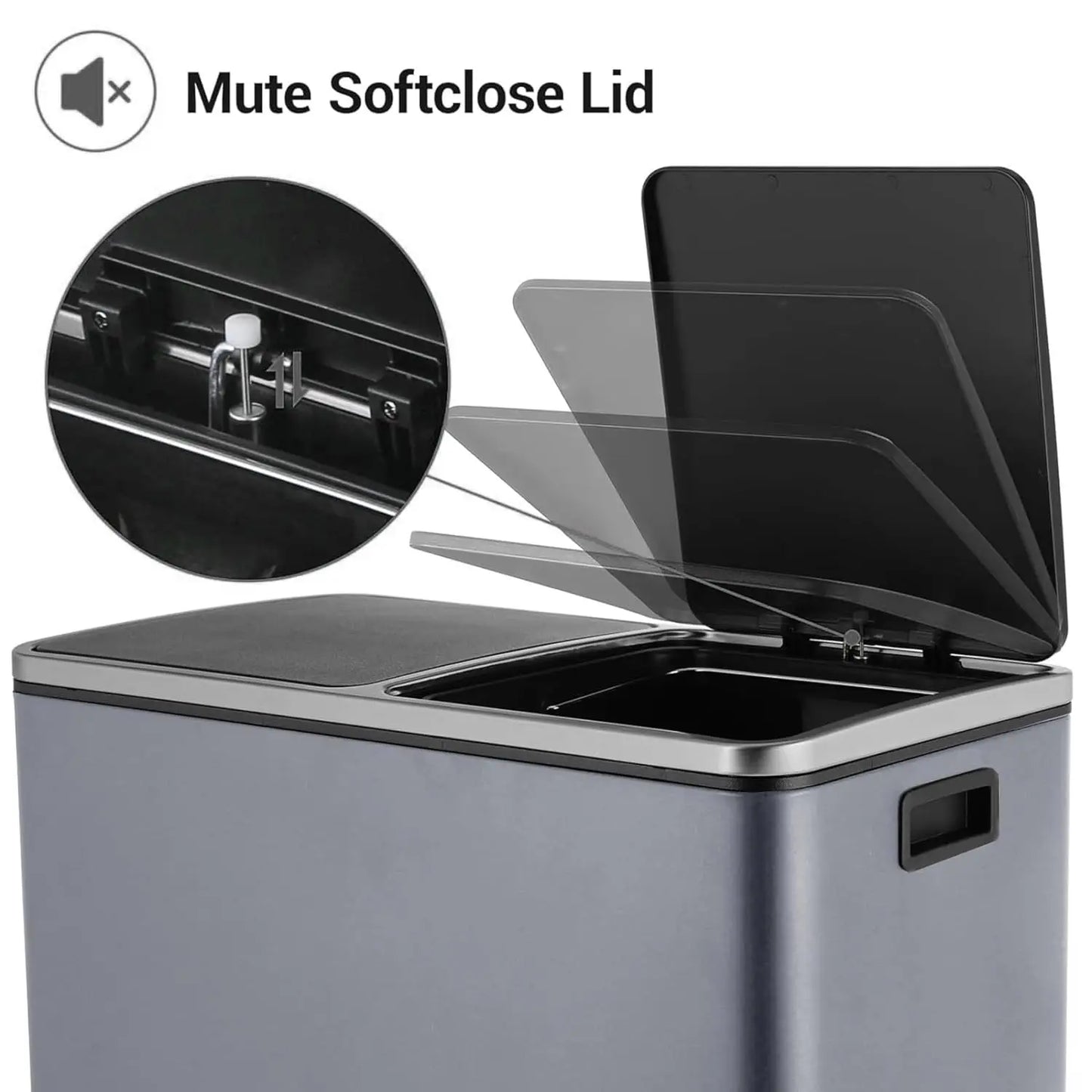 Stainless Steel Dual Recycling Trash Can With Soft-Close Lid