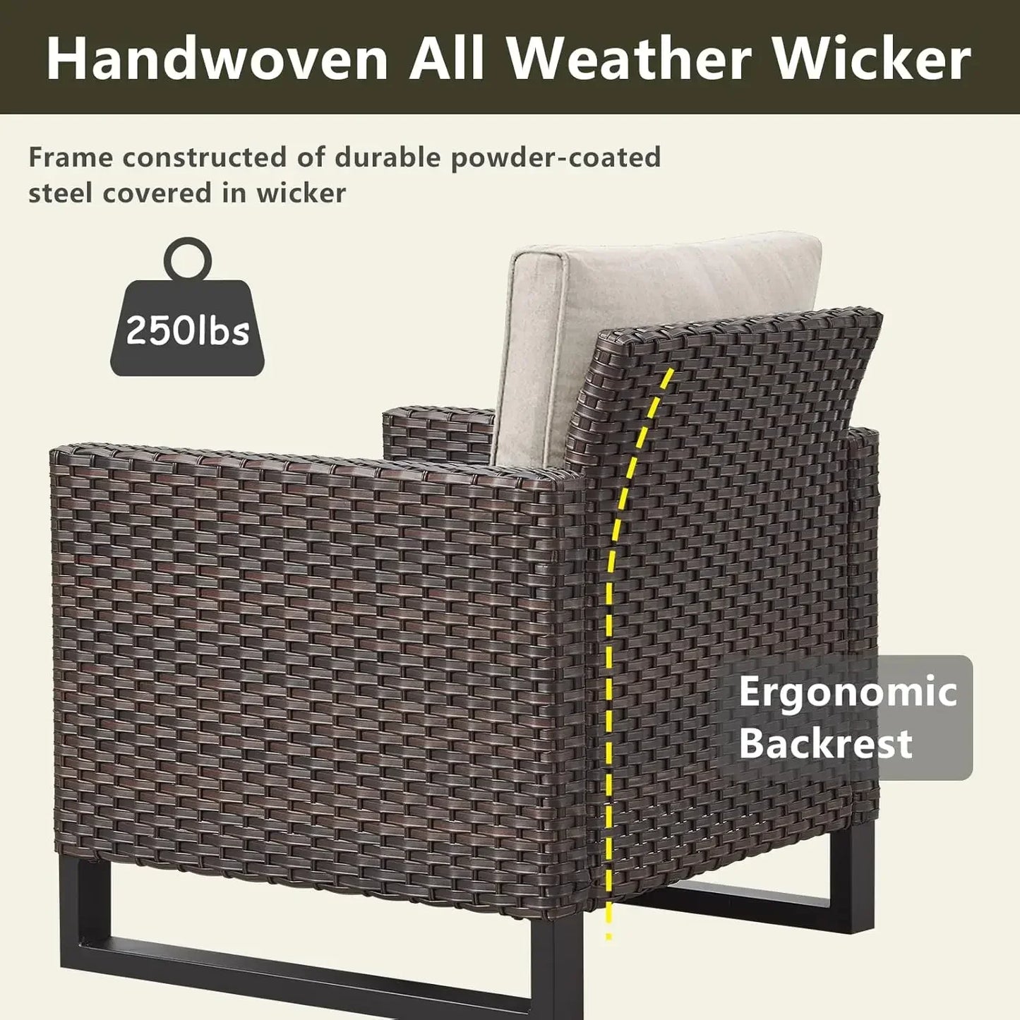 Wicker Patio Chair Set With Cushions For Outdoor Living