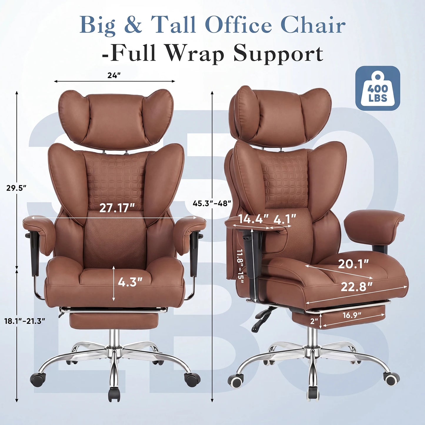 JHK Ergonomic Adjustable Armrests Computer Chair With Footrest