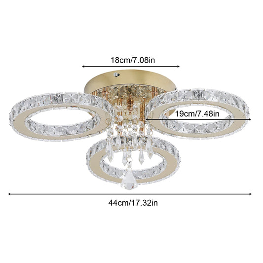 Vetrulus Crystal LED Ceiling Chandelier for Living Room and Dining