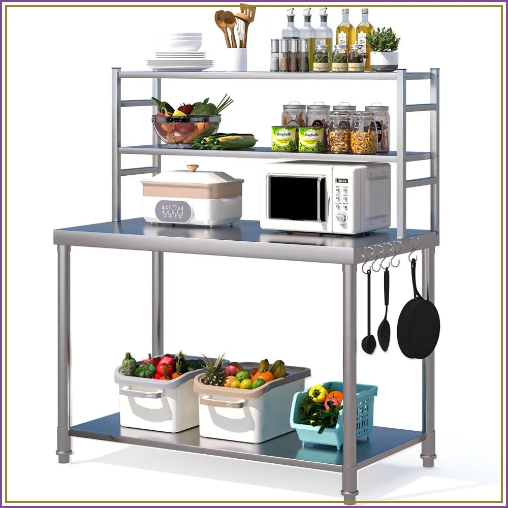 Stainless Steel Prep Table with Two Tier Shelf Workbench