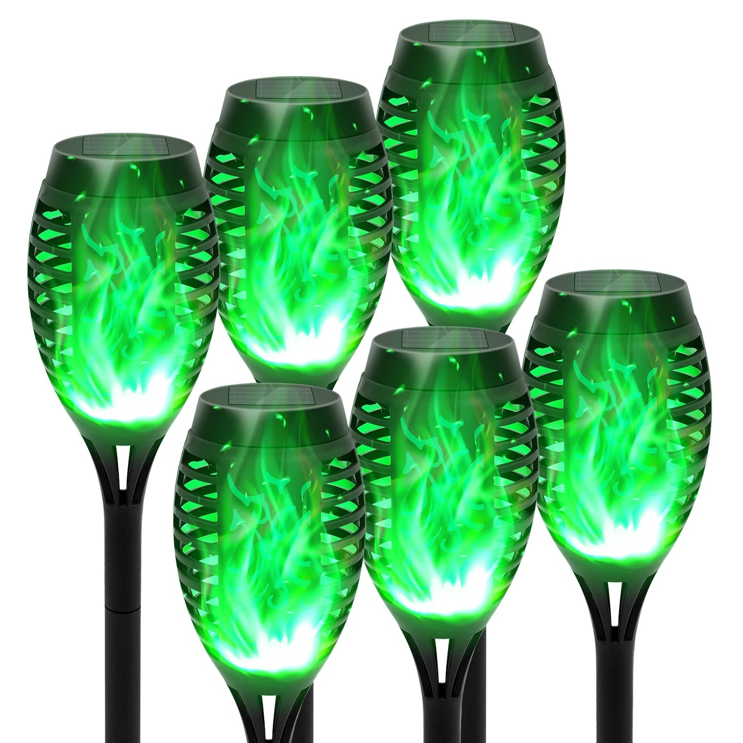 Solar Flame Torch Lights LED Flicker for Outdoor Lawn Pathway