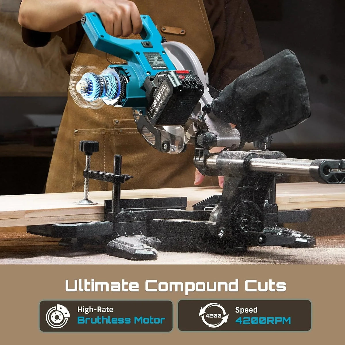Seesii Cordless Sliding Compound Miter Saw With Laser Guide
