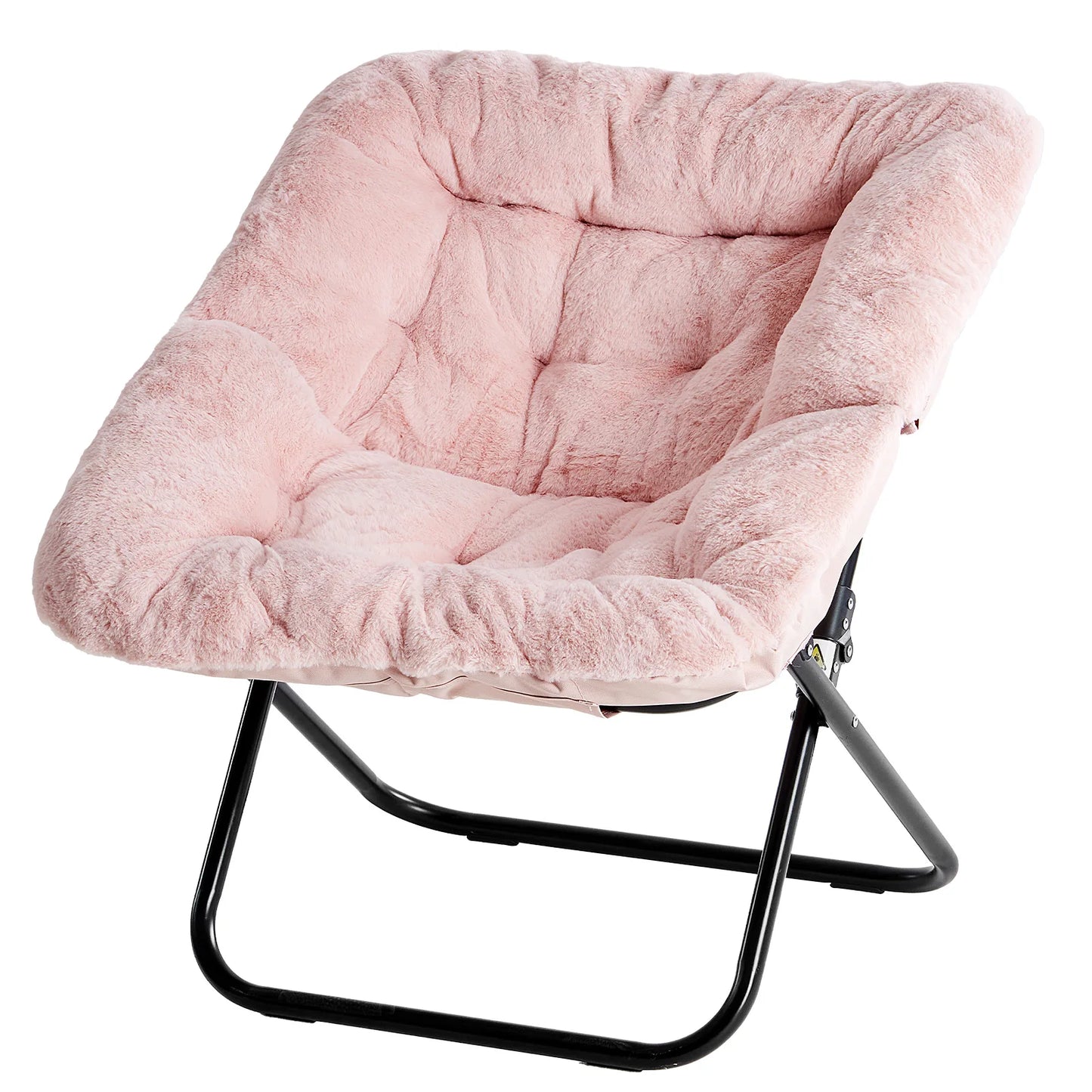 JHK Cozy Saucer Chair With Faux Fur And Folding Frame