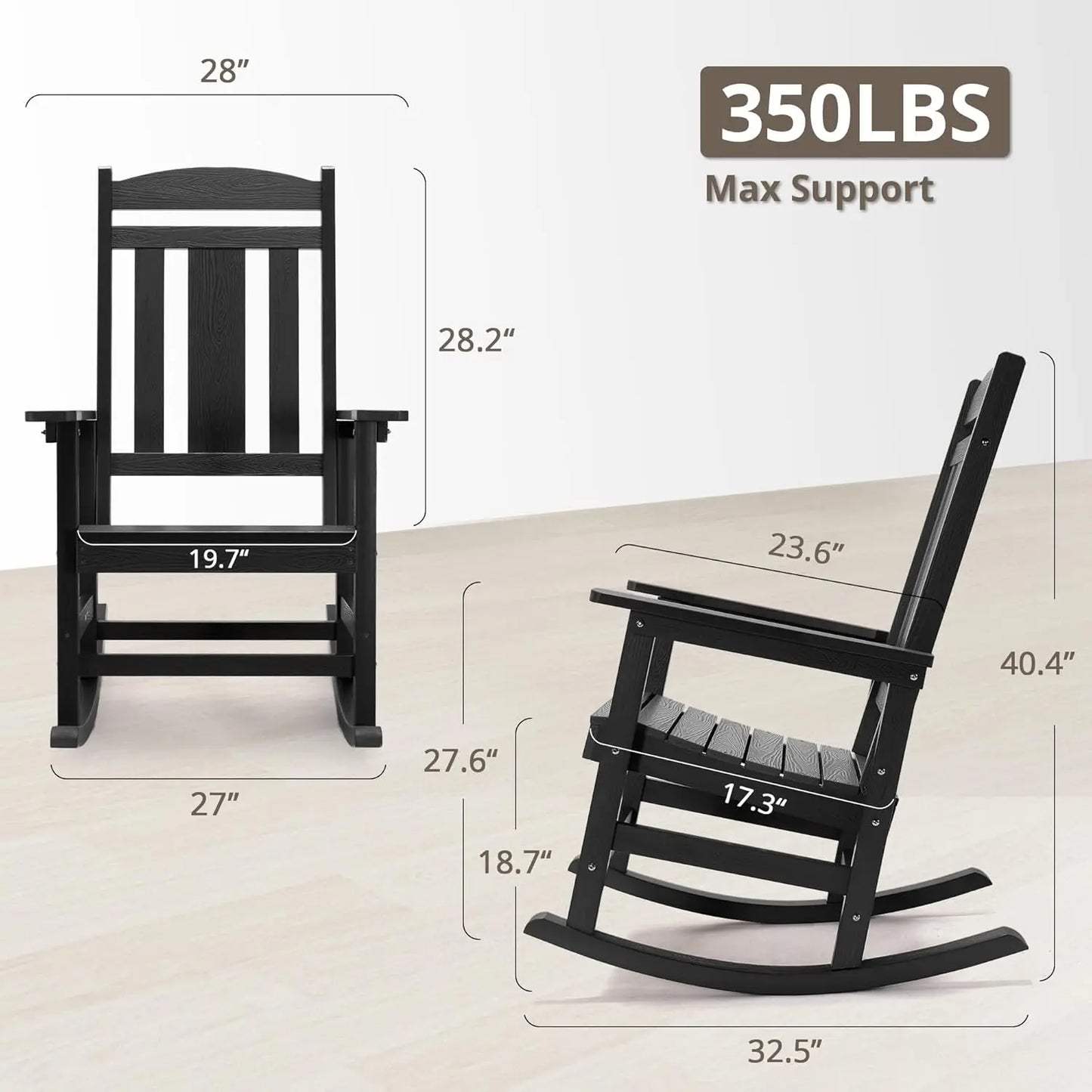 Outdoor Rocking Chairs Set of 2 Weather Resistant Plastic Rockers