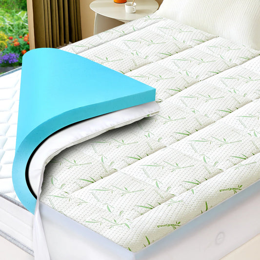 JHK Dual Layer Gel Memory Foam Mattress Topper Ventilated Cooling