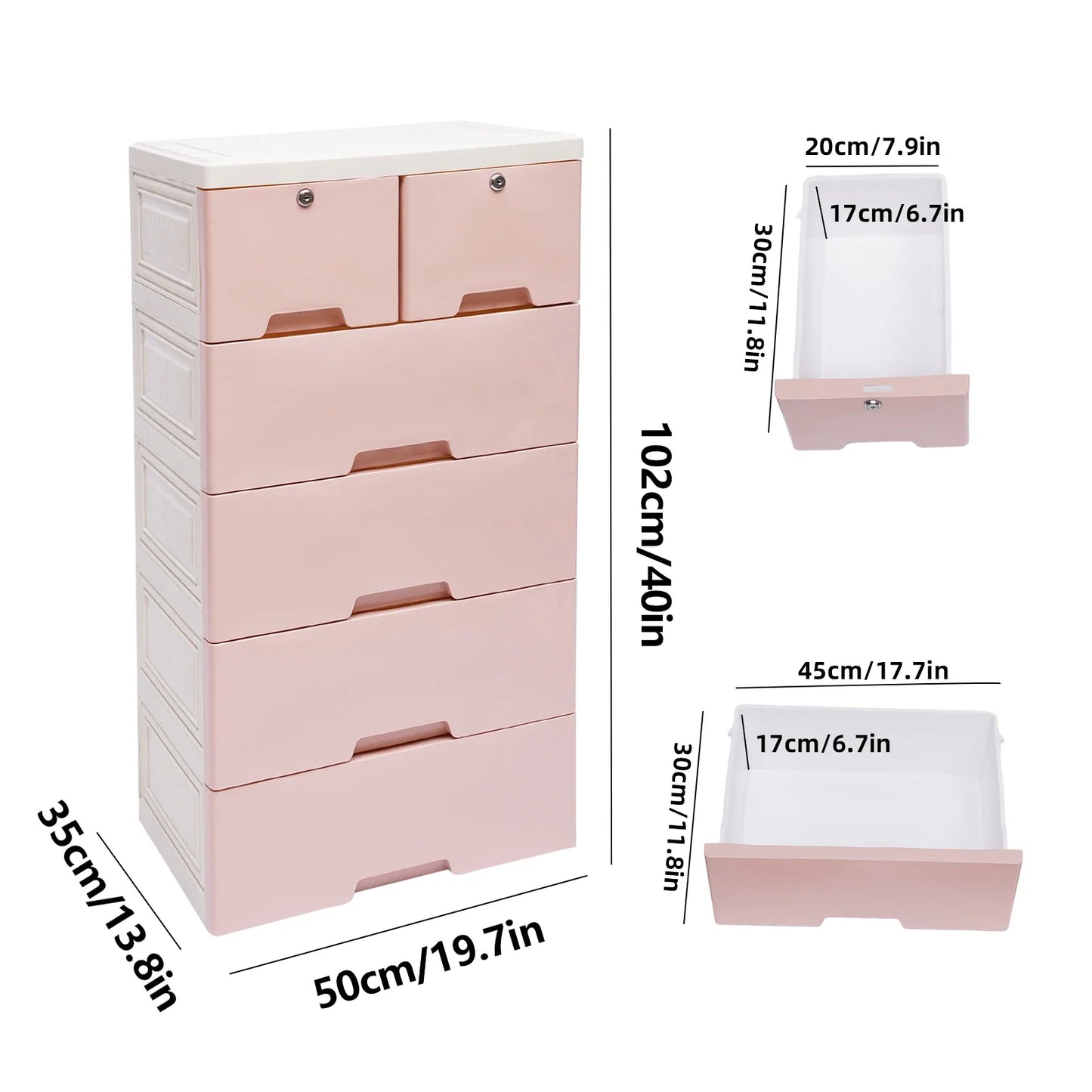 Bymaocar Six-Drawer Plastic Storage Cabinet With Wheels And Lock