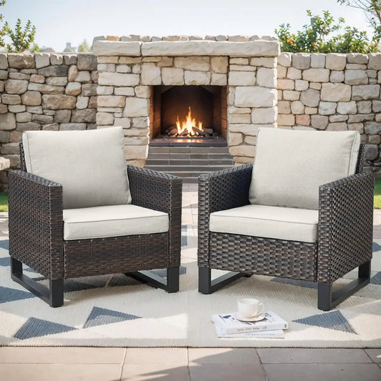Wicker Patio Chair Set With Cushions For Outdoor Living