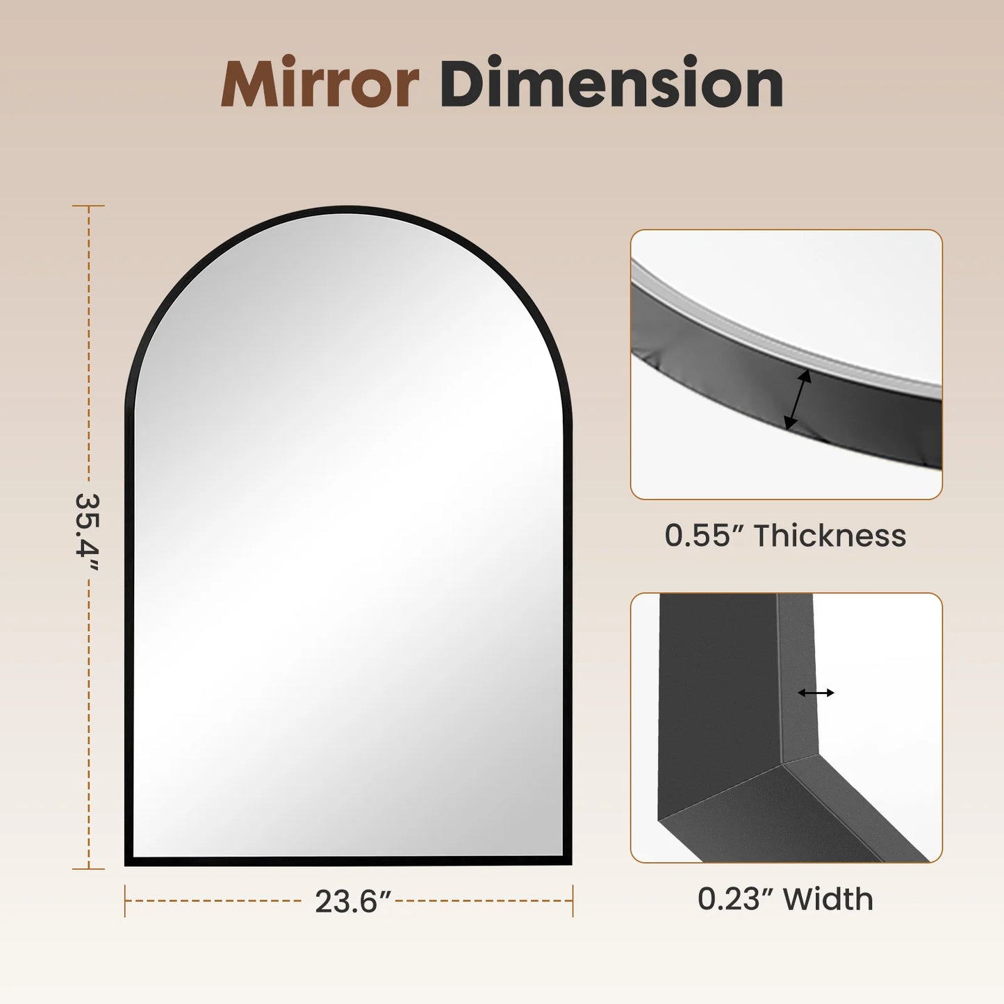 JHK Arched Framed Bathroom Mirror Wall Decor In Modern Home
