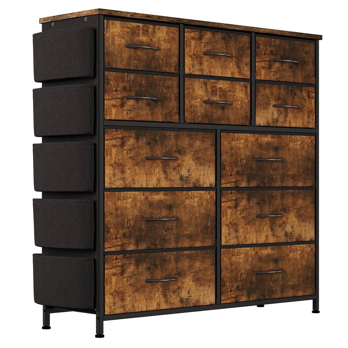HiMISS Twelve Drawer Fabric Dresser With Wooden Top Metal Frame