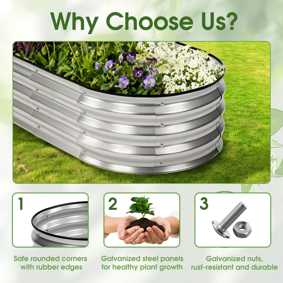 JHK Metal Raised Garden Bed For Vegetables And Flowers